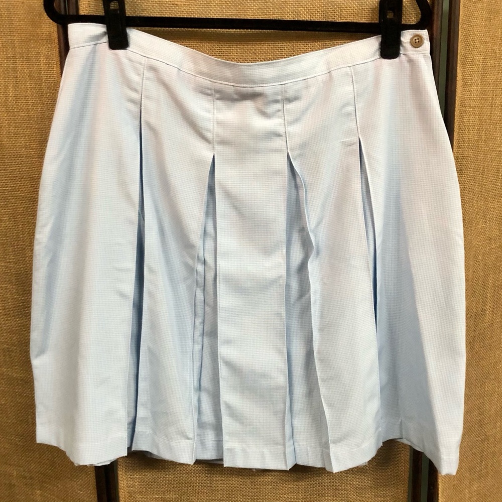 Lands End Baby Blue Check Pleated Women's Skirt Size 12